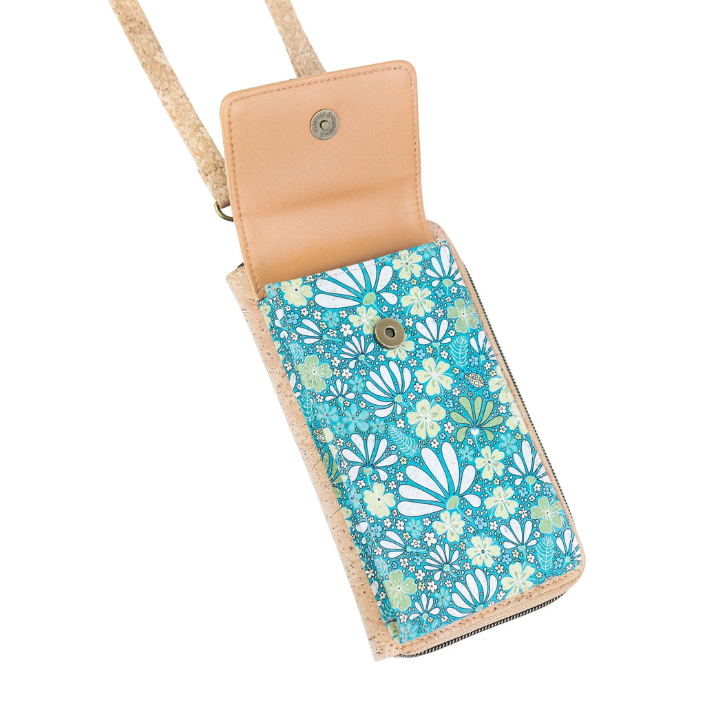 Cork Phone Crossbody Wallet – Floral Print