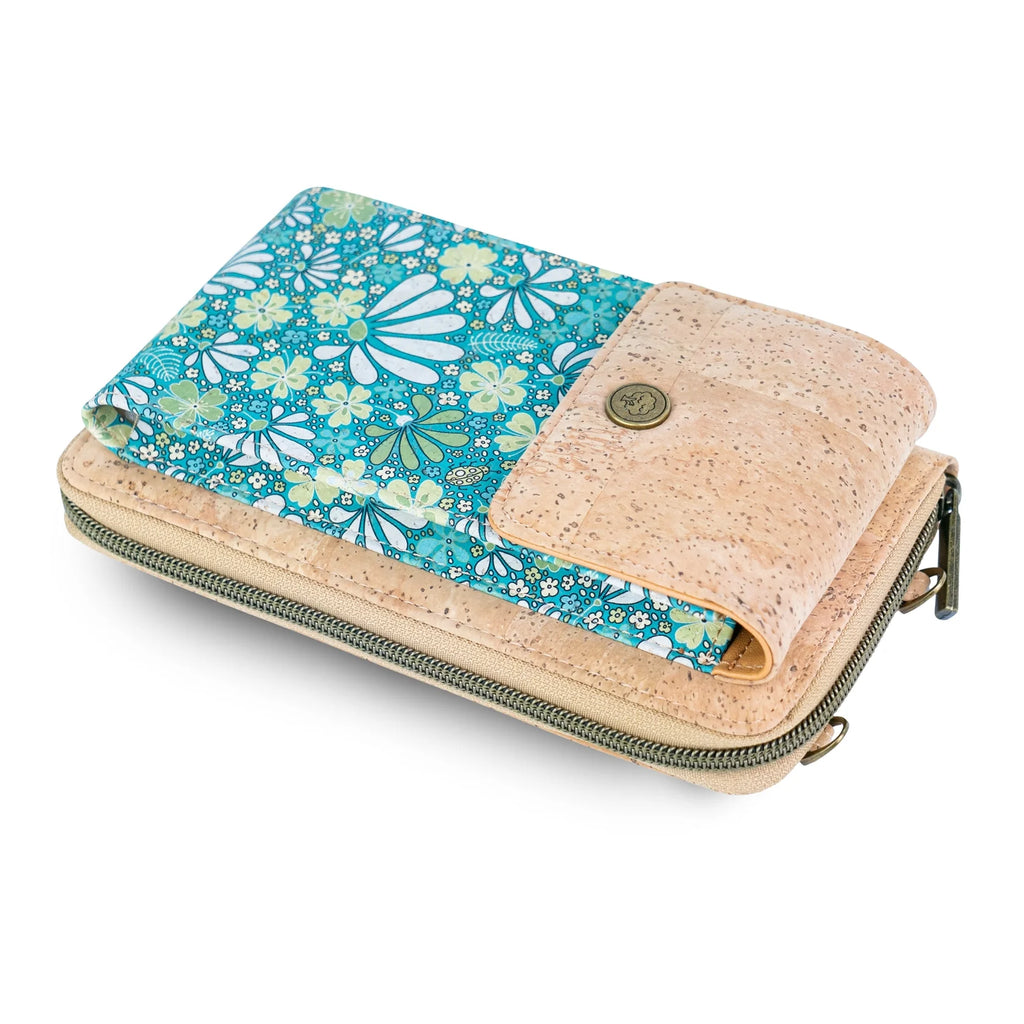 Cork Phone Crossbody Wallet – Floral Print