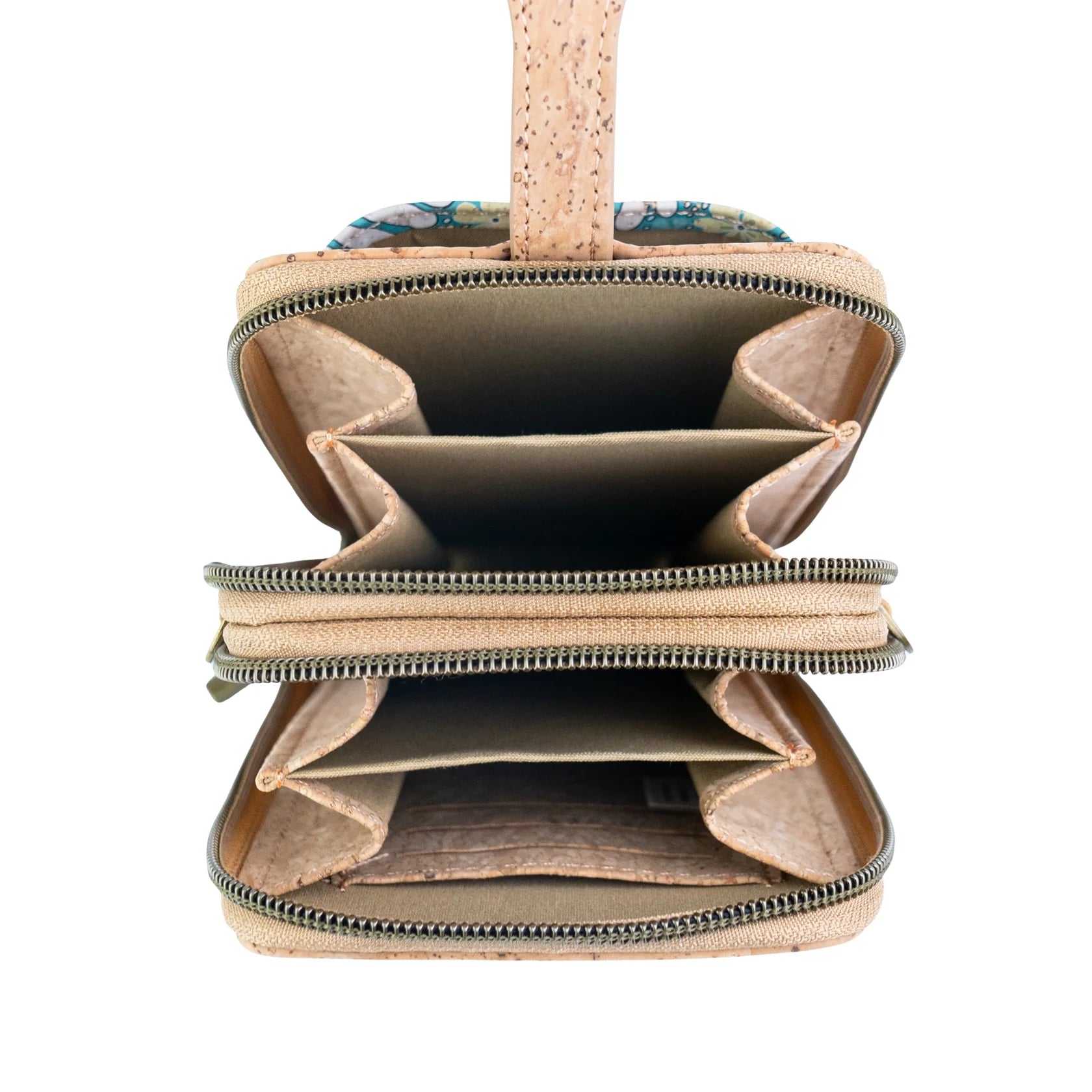 Cork Double Zip Phone Crossbody bag – Floral Print