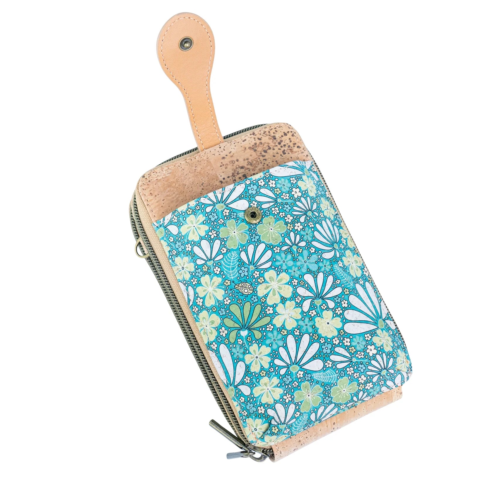Cork Double Zip Phone Crossbody bag – Floral Print