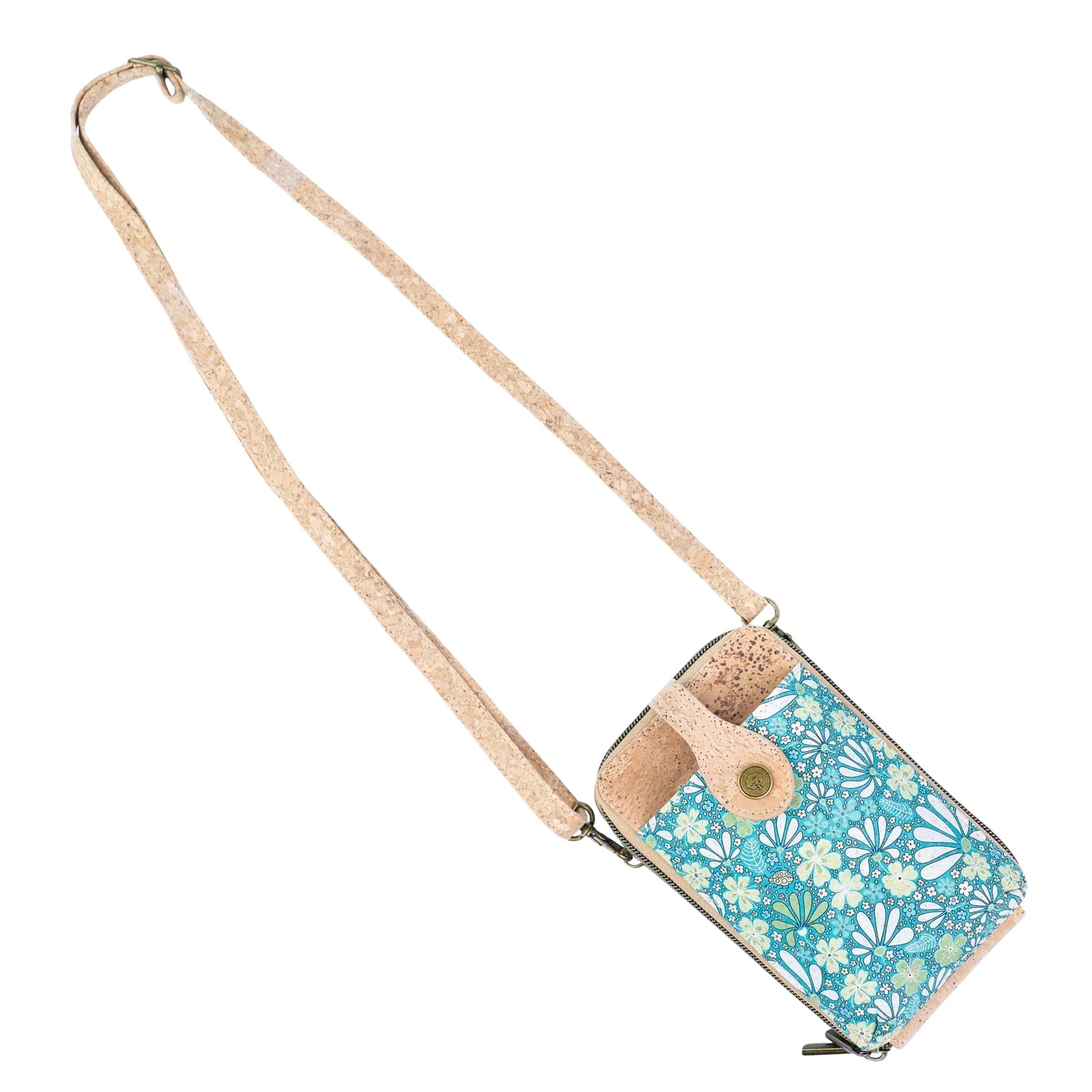 Cork Double Zip Phone Crossbody bag – Floral Print