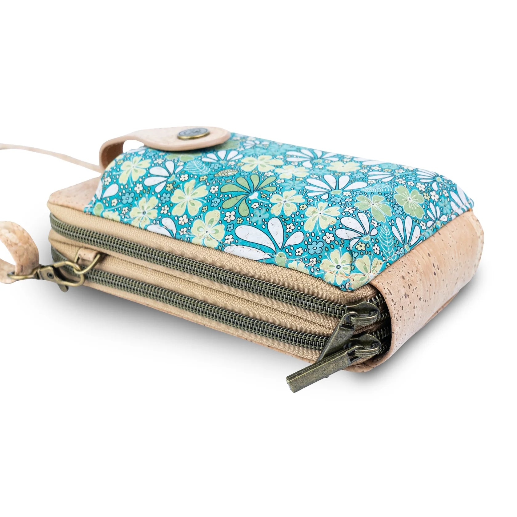 Cork Double Zip Phone Crossbody bag – Floral Print