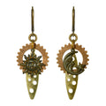 Sun, Moon, and Gears Asymmetrical Space Steampunk Earrings