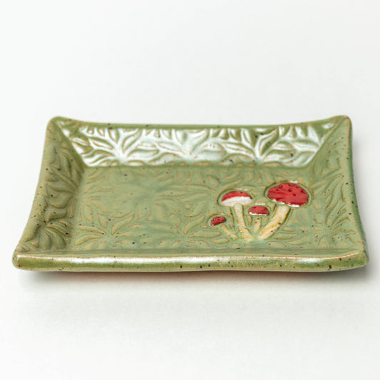 Mushroom Green Ceramic Trinket Dish