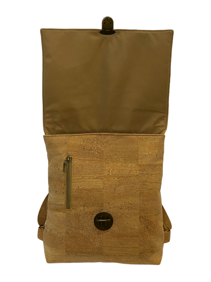 Natural ivy backpack with patchwork
