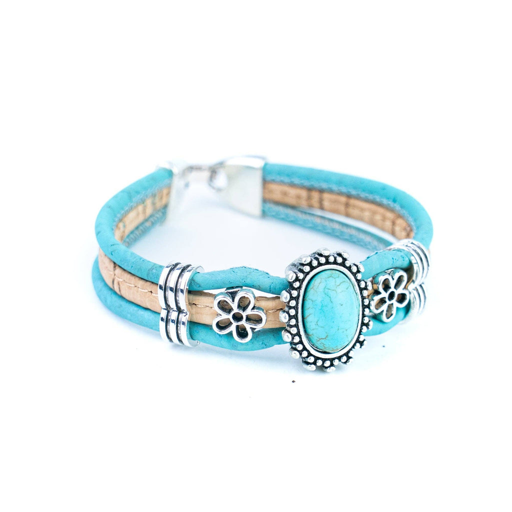 Turquoise Stone Handmade Cork Bracele
