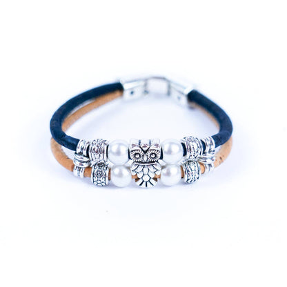 Owl & colorful Cork  handmade bracelet