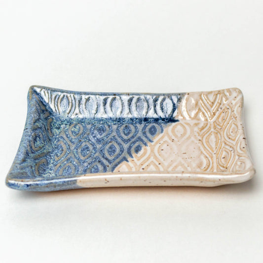 Patterned Blue & White Ceramic Trinket Dish