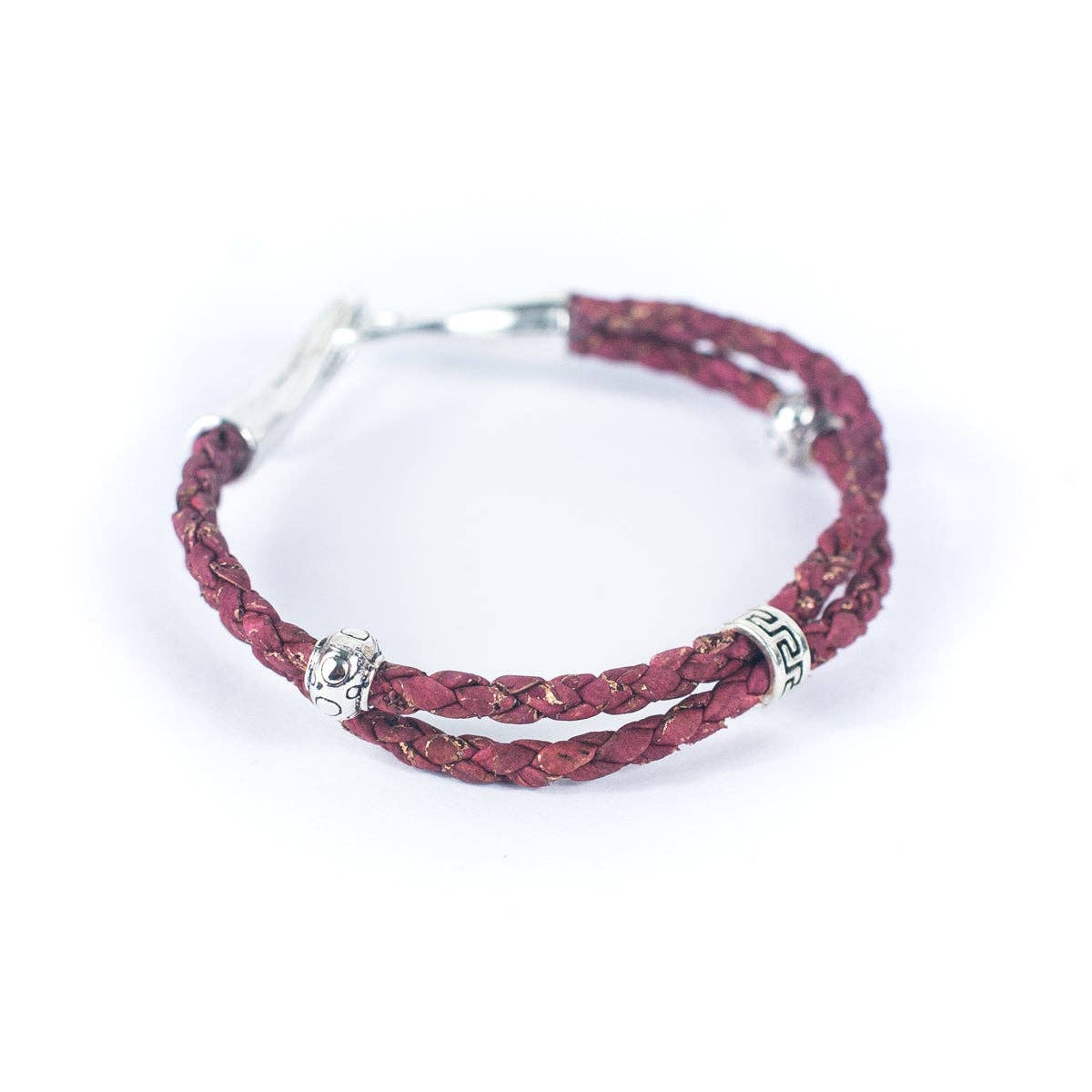 Red braided Cork  Handmade Bracelet