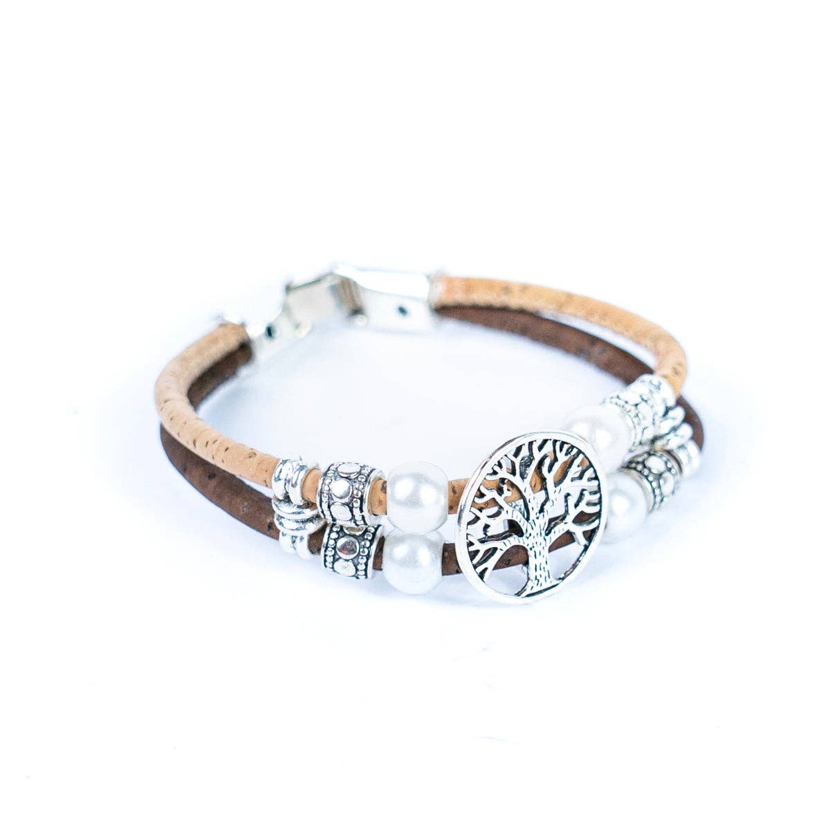 Tree of life & Colored cork  Handmade bracelet