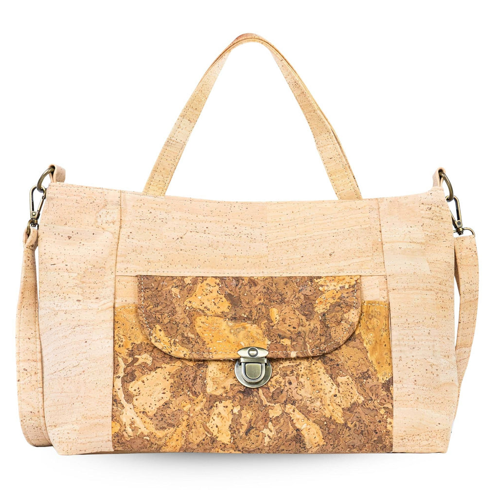 Natural Cork Handbag | Shoulder Bag with Front Pocket