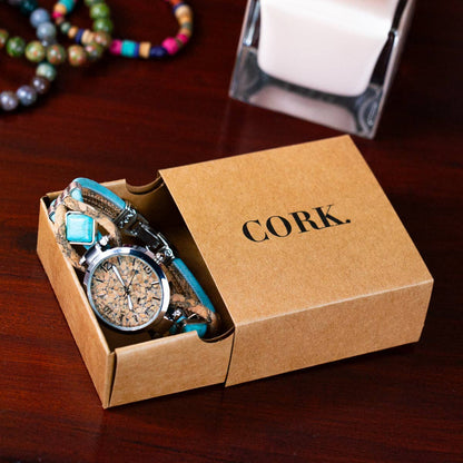 Turquoise Stone Handmade cork watch