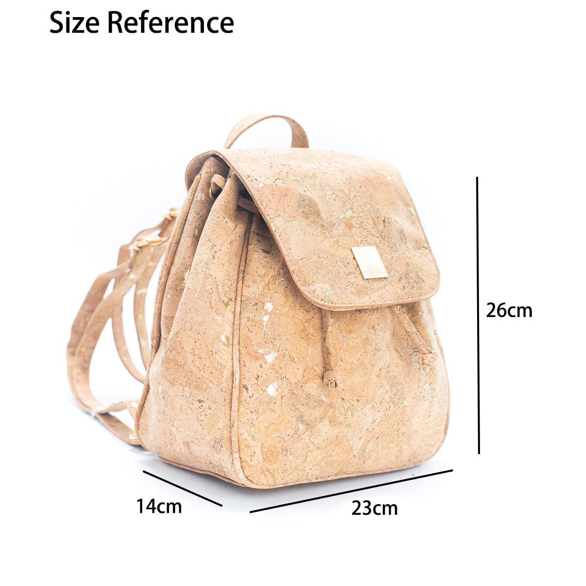 Golden Drawstring Closure Pocket cork Backpack