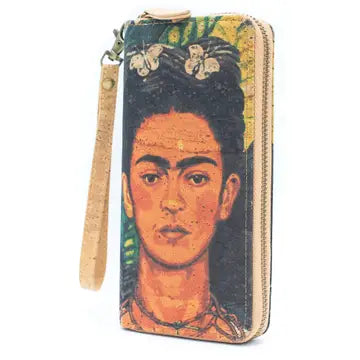 Frida Kahlo Art Cork Zipper Wallet