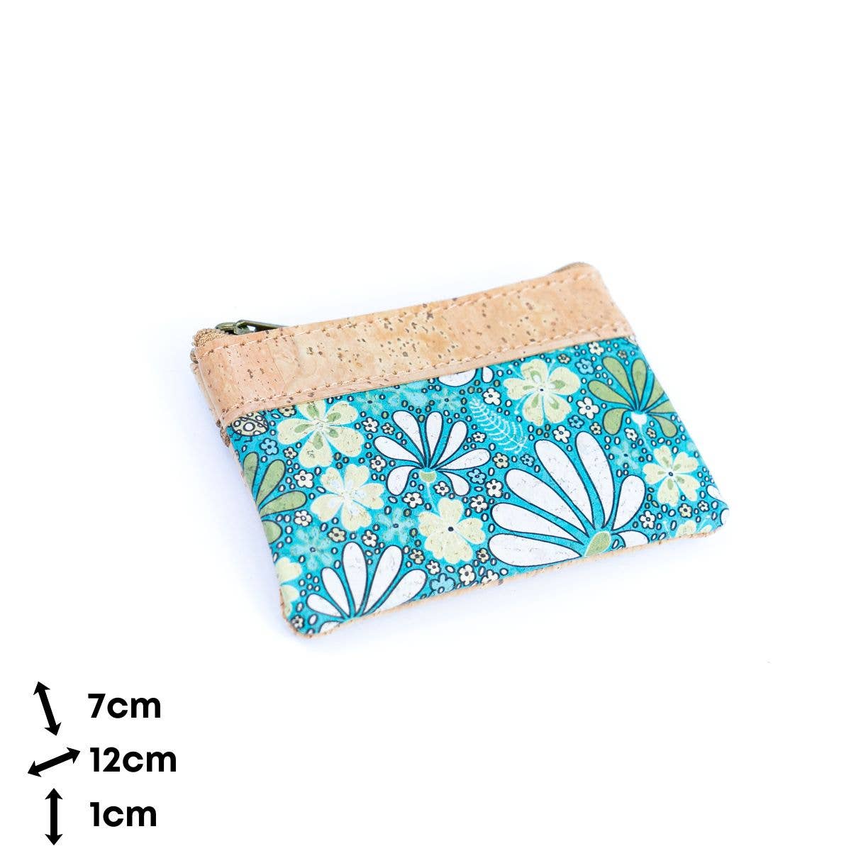 Dual Zip Compartments Mini Cork Wallet - Chic Printed Cork