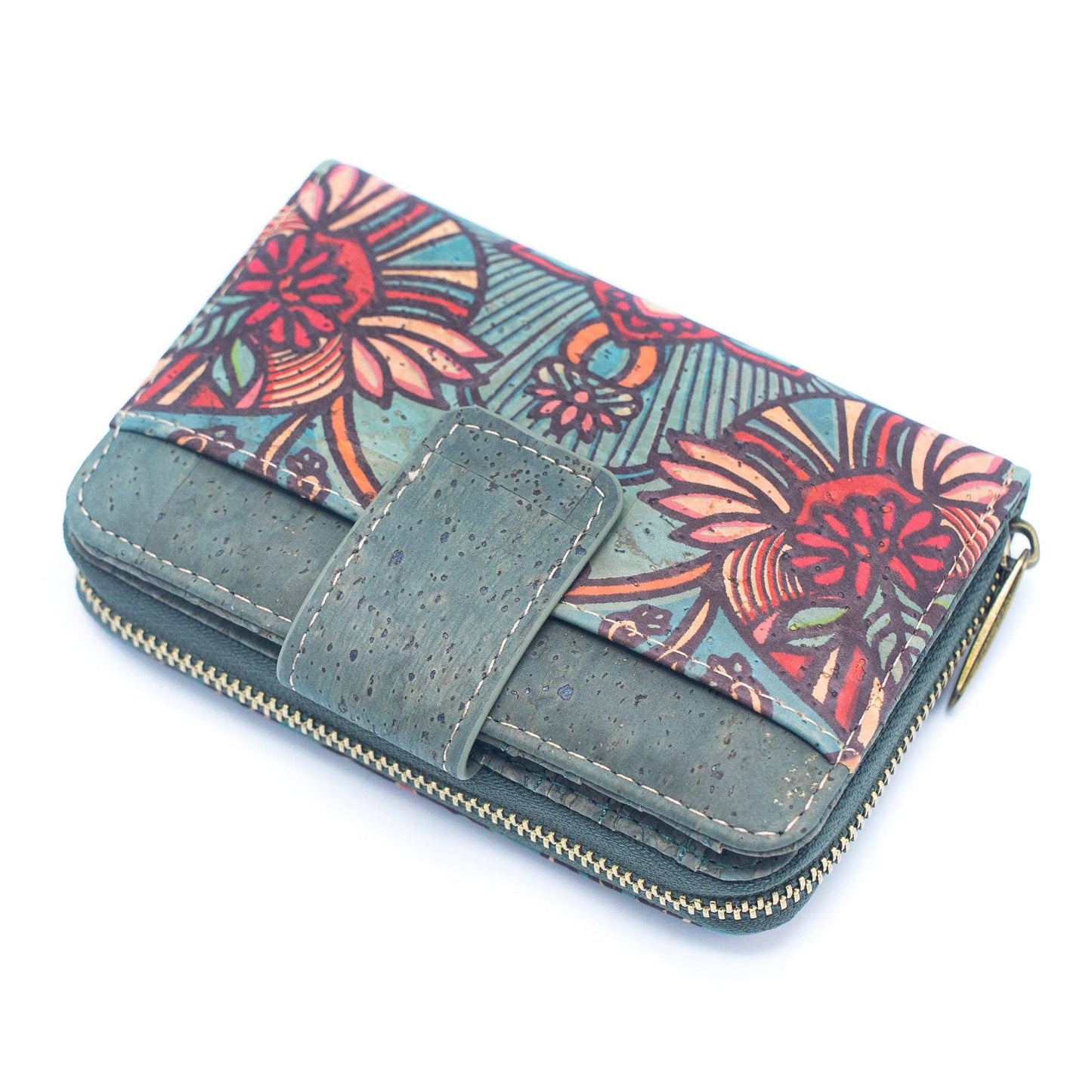 Turquoise Color Ladies Pattern Cork wallet