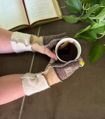 Fingerless Gloves Solid Color(s) rainbow Upcycled from sweaters