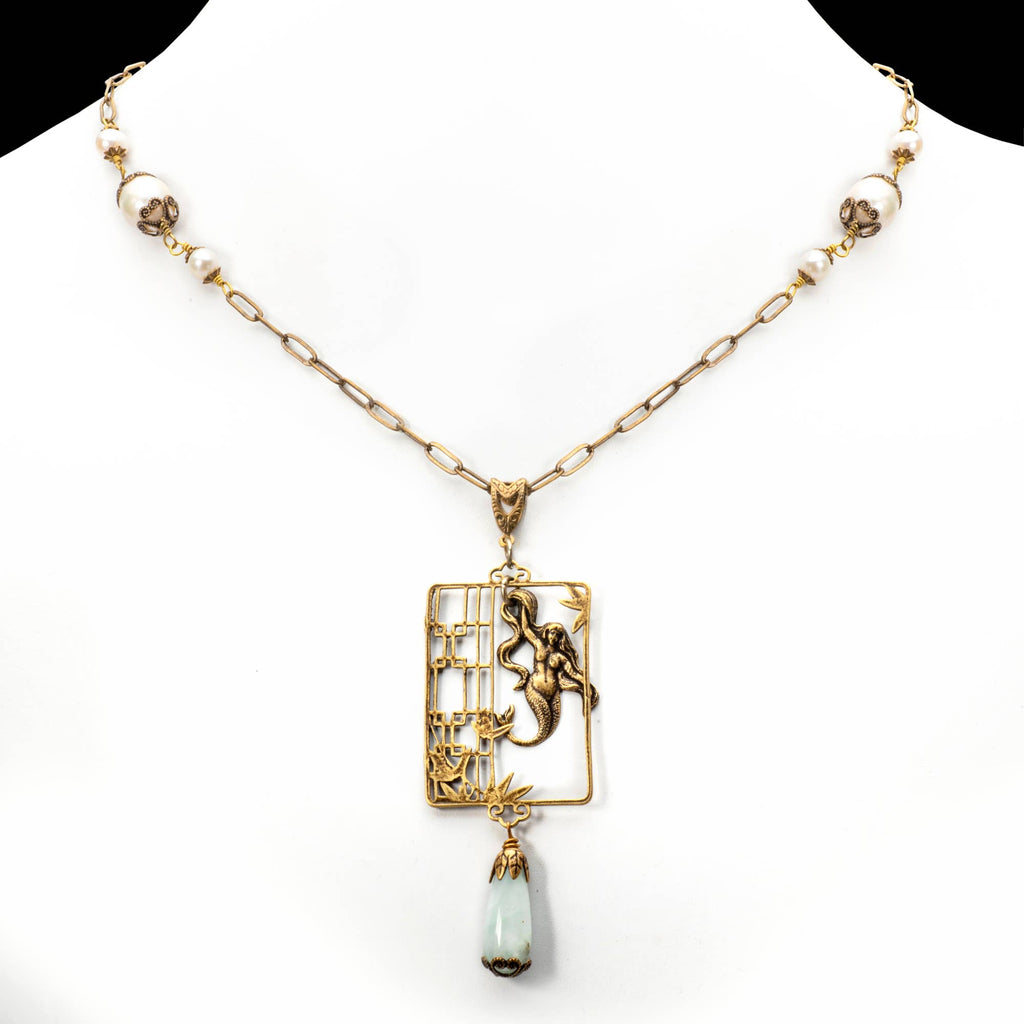 Mermaid Grotto Necklace - Vintage Brass Necklace
