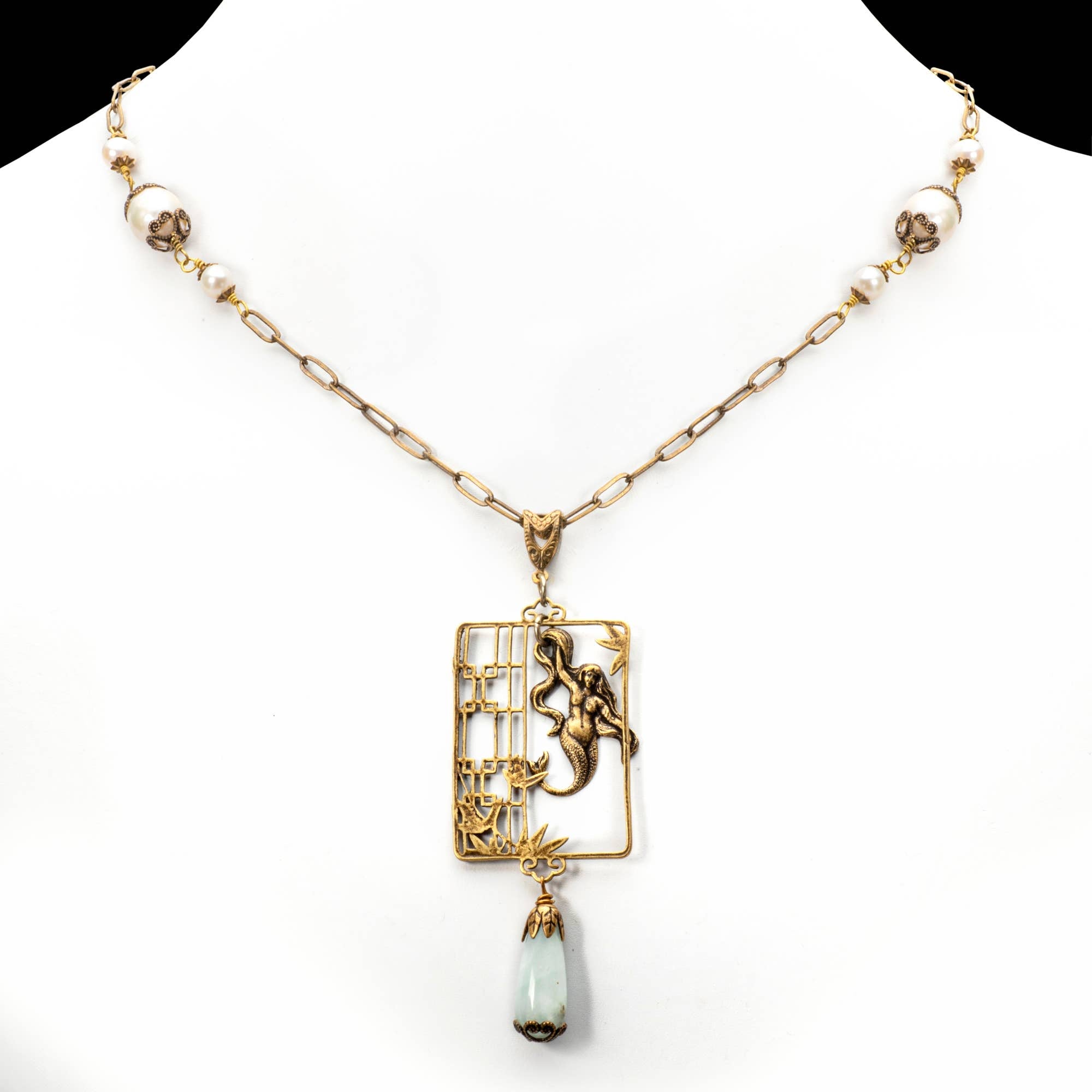 Mermaid Grotto Necklace - Vintage Brass Necklace