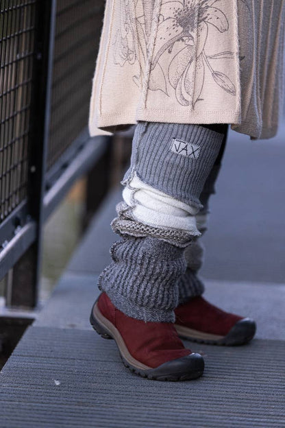 Legwarmers Cream and Grey Upcycled from Sweaters