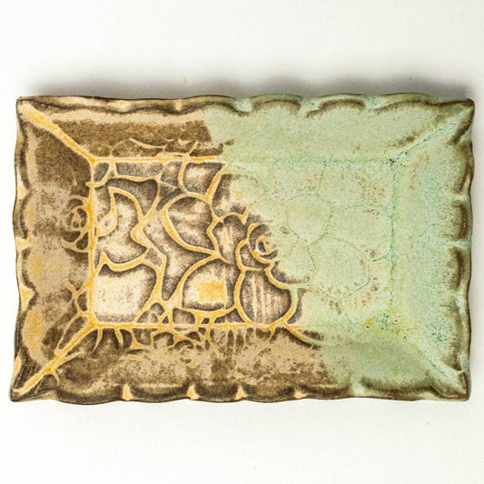 Green Succulent Ceramic Trinket Dish