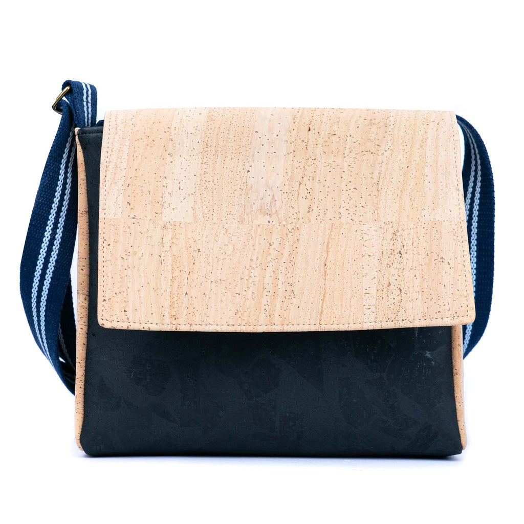 Natural & Black Cork Crossbody Bag