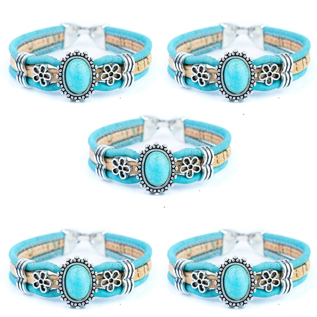 Turquoise Stone Handmade Cork Bracele