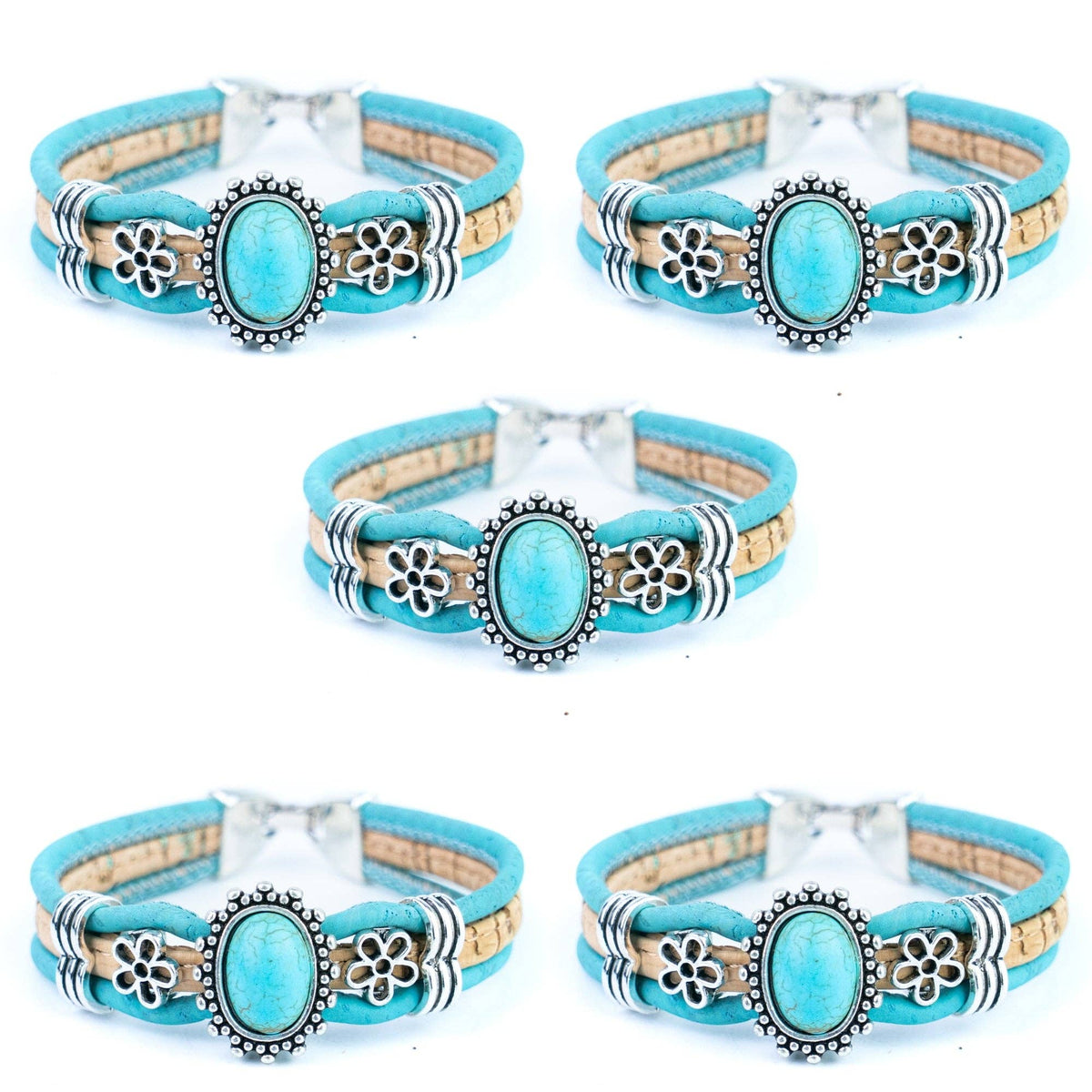 Turquoise Stone Handmade Cork Bracele