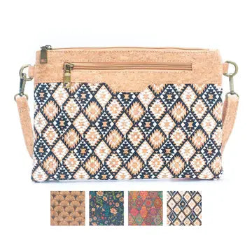 Printed Natural Cork Crossbody Bag & Clutch
