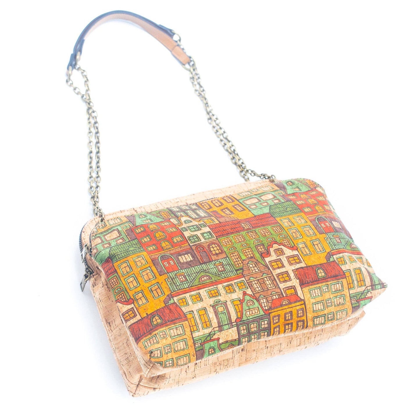 Messenger Patterned Natural Cork bag