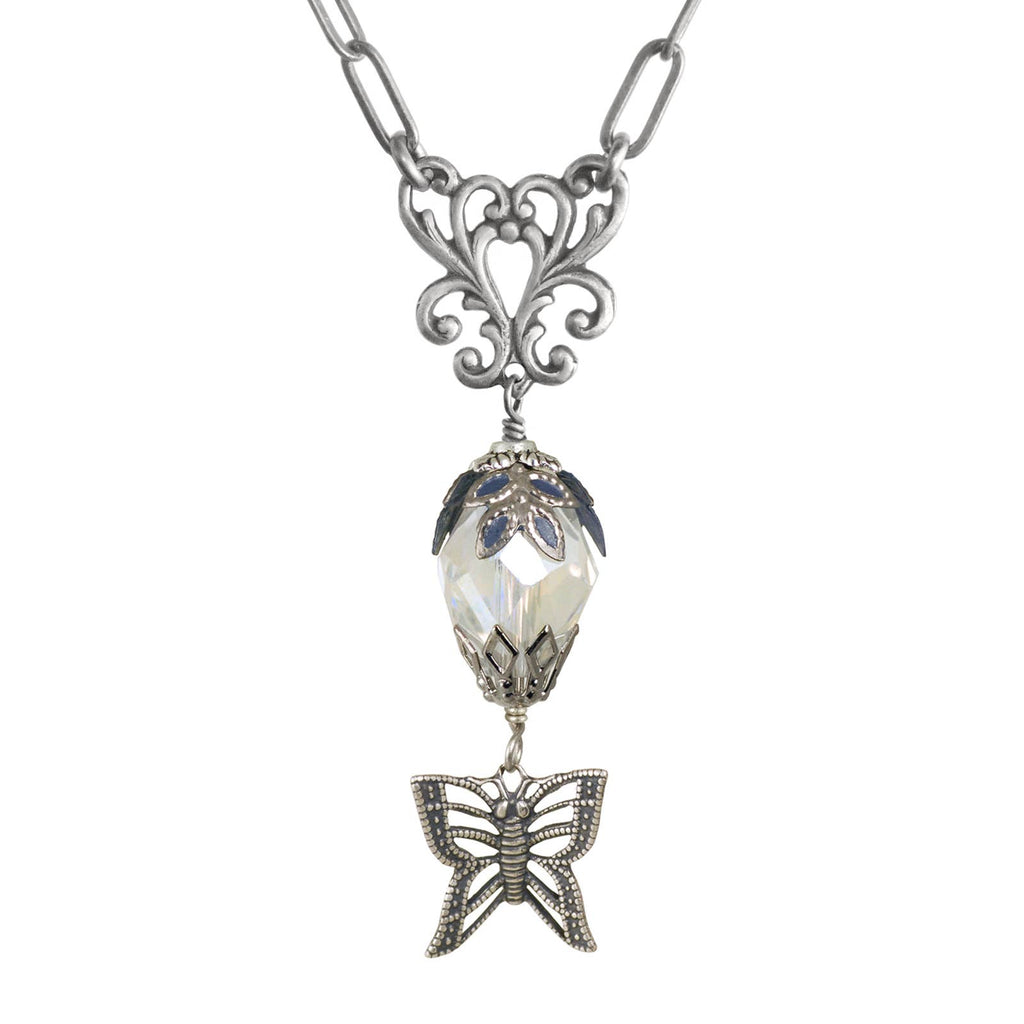 Butterfly Teardrop Crystal Hand Painted Necklace - Fairyland