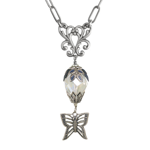 Butterfly Teardrop Crystal Hand Painted Necklace - Fairyland