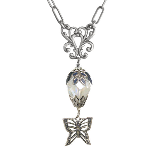 Butterfly Teardrop Crystal Hand Painted Necklace - Fairyland