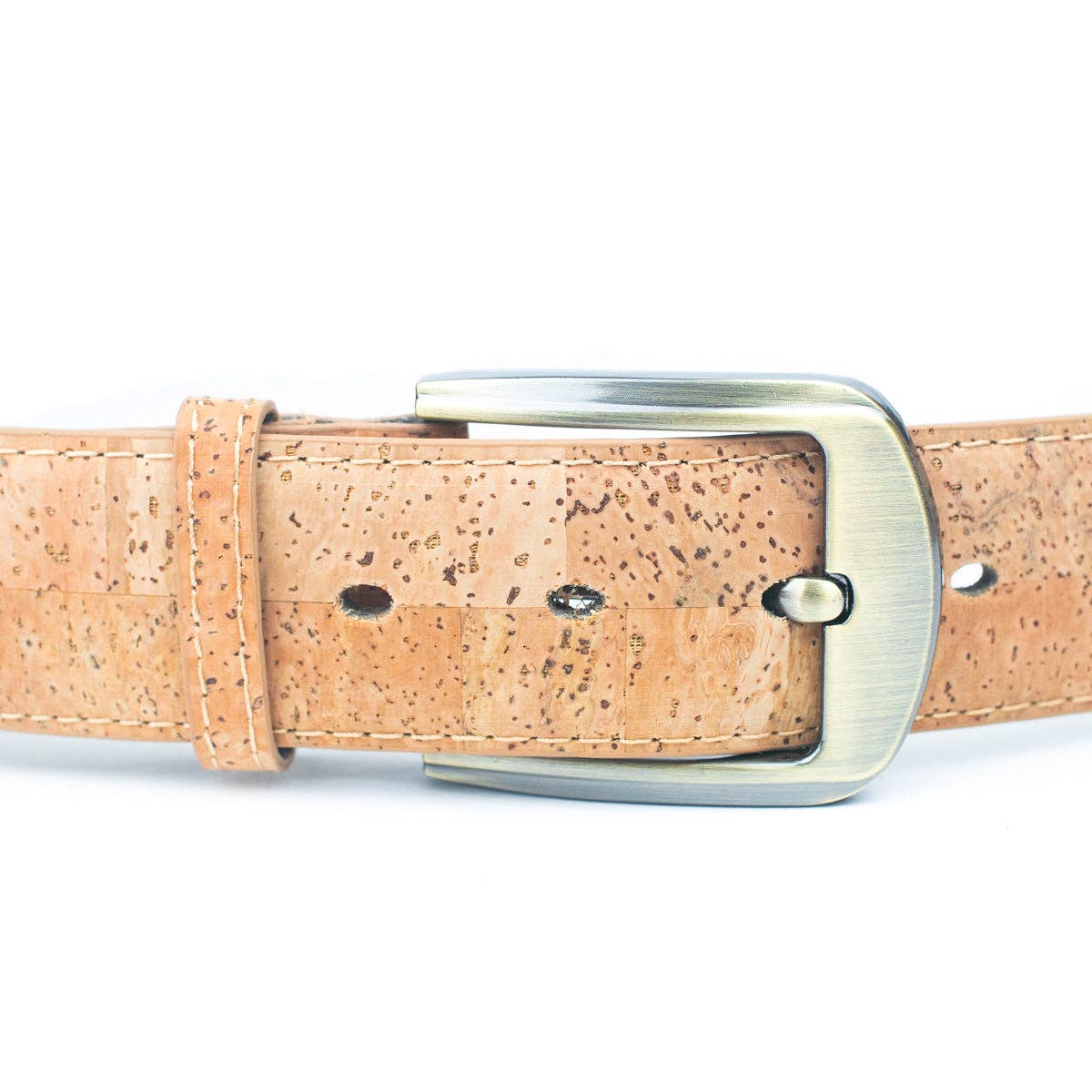 Natural Cork Men's Belt Width with Thick Black Metal Buck