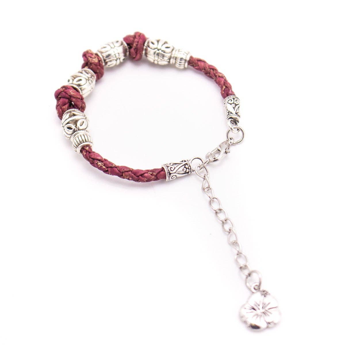 Hibiscus Charm Handmade Cork Bracelet