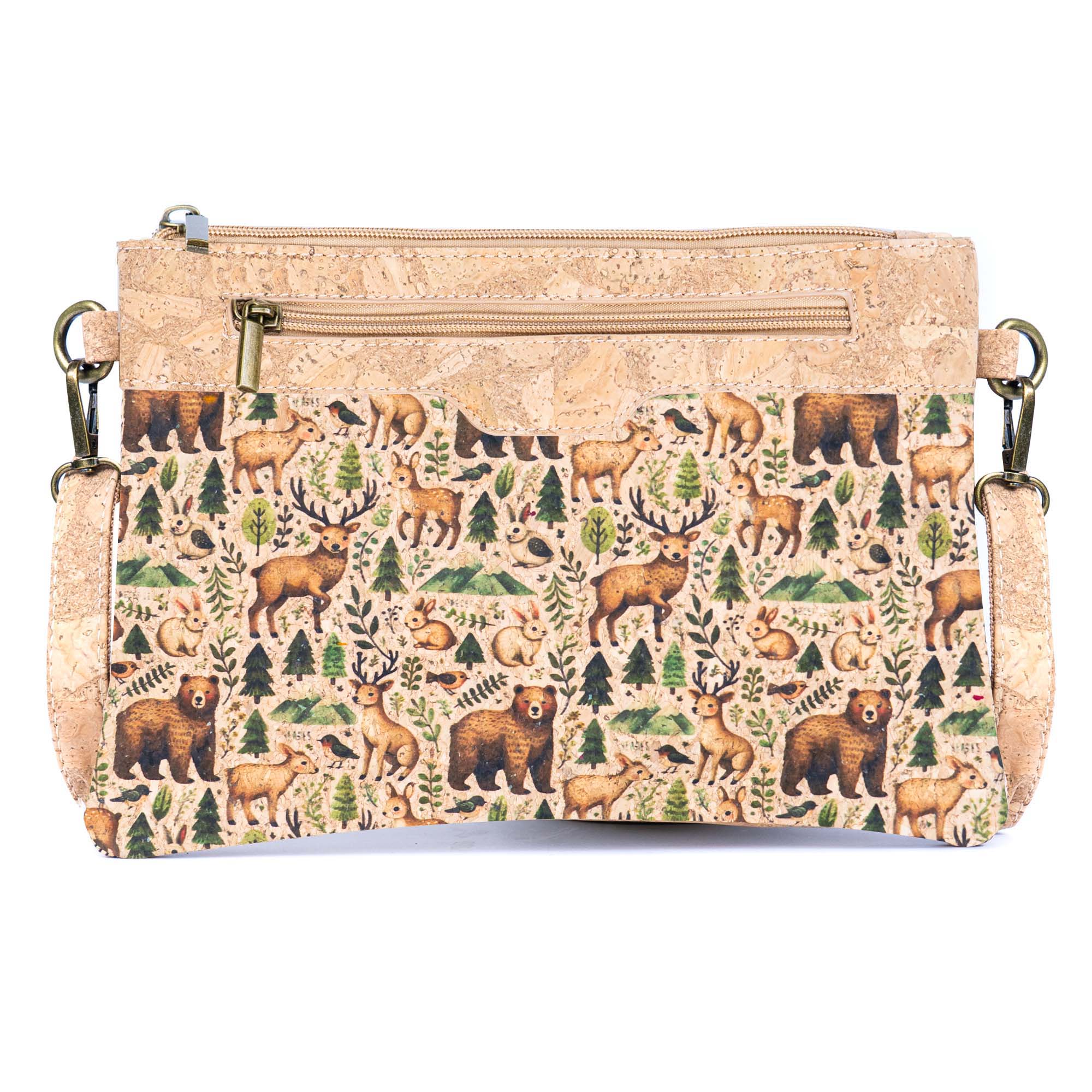 Printed Natural Cork Crossbody Bag & Clutch