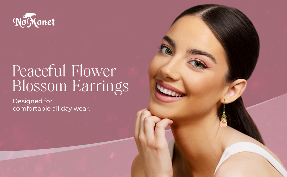 Peaceful Floral Earrings with Hand-Painted Leaves - Fairyland