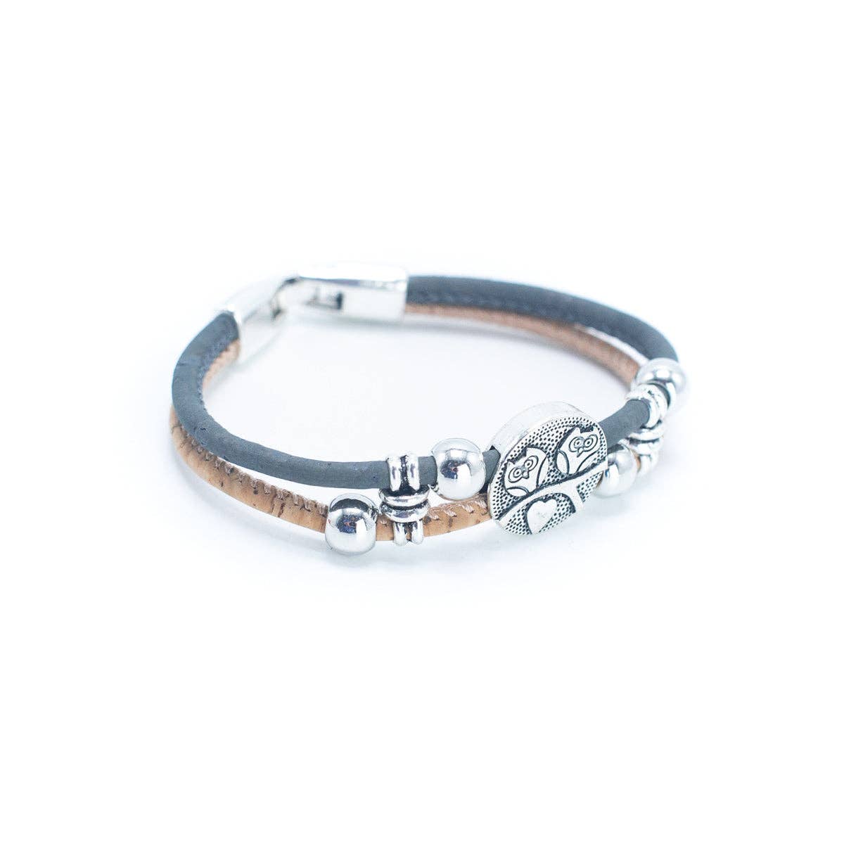 Rose Bead & Colorful Cork Bracelet