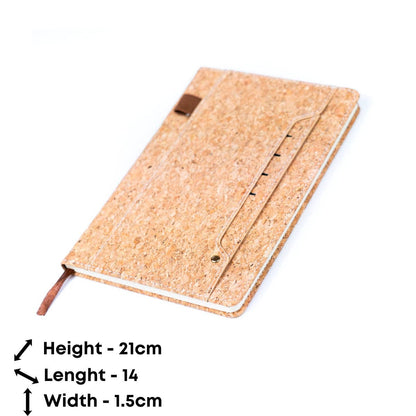 Cork Dairy Notebook with Card Holder and Pen Holder