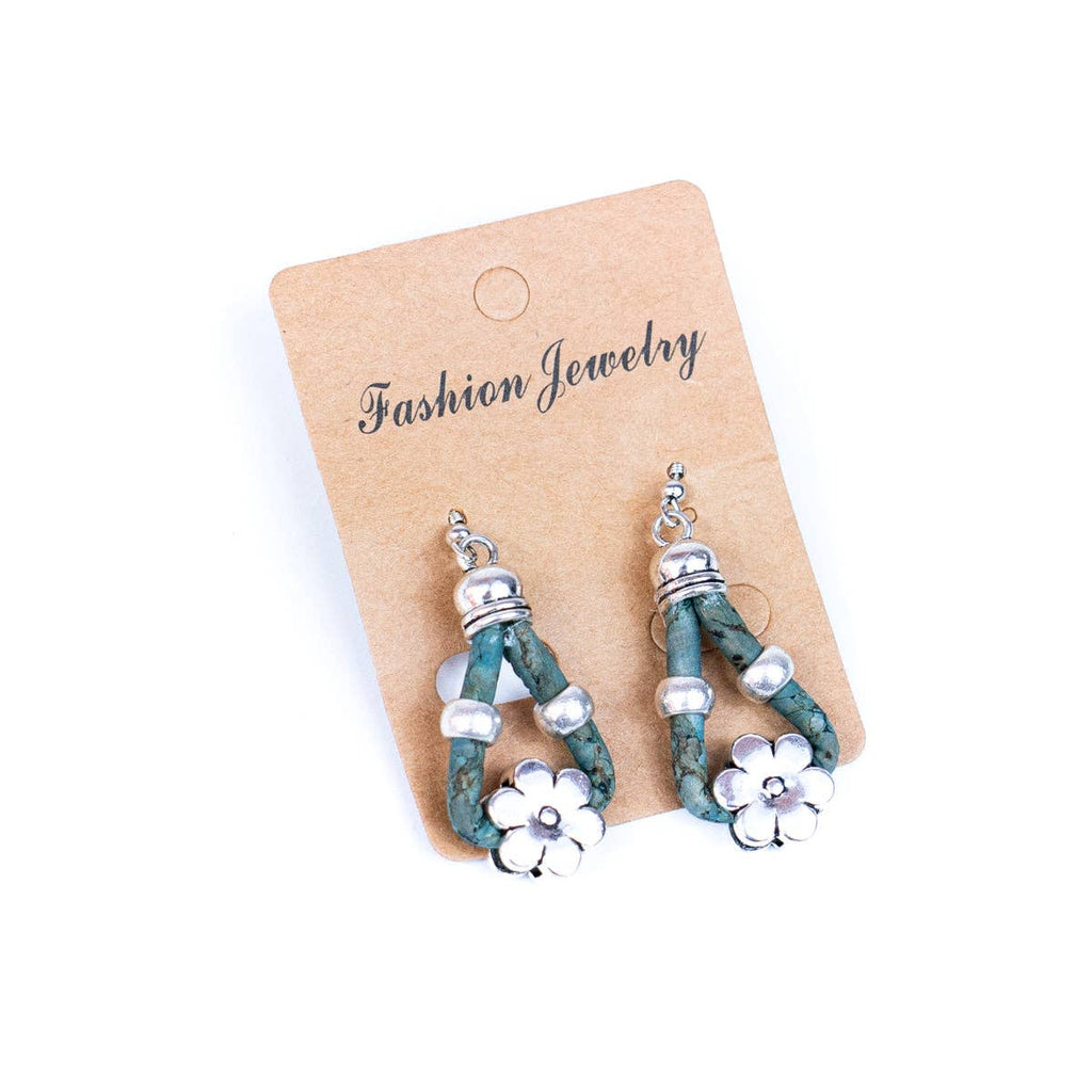 Cork and flower accessories handmade earring