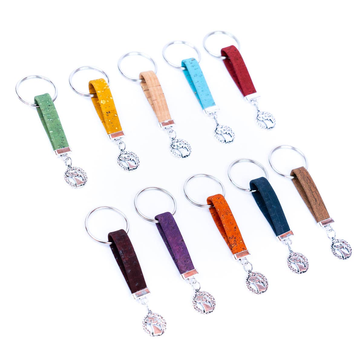 Kitten Pendant & colored Cork handmade keychains