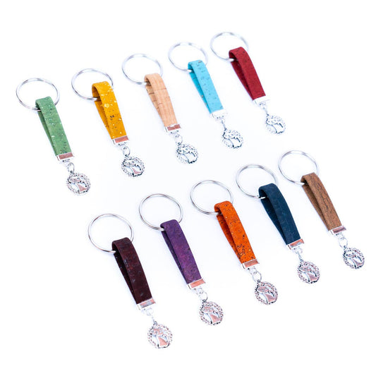 Kitten Pendant & colored Cork handmade keychains