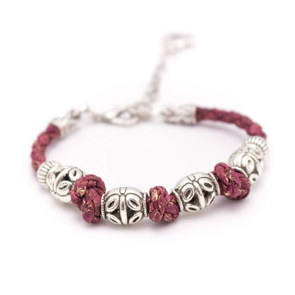 Hibiscus Charm Handmade Cork Bracelet