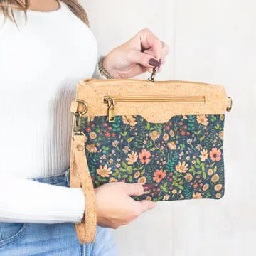 Printed Natural Cork Crossbody Bag & Clutch