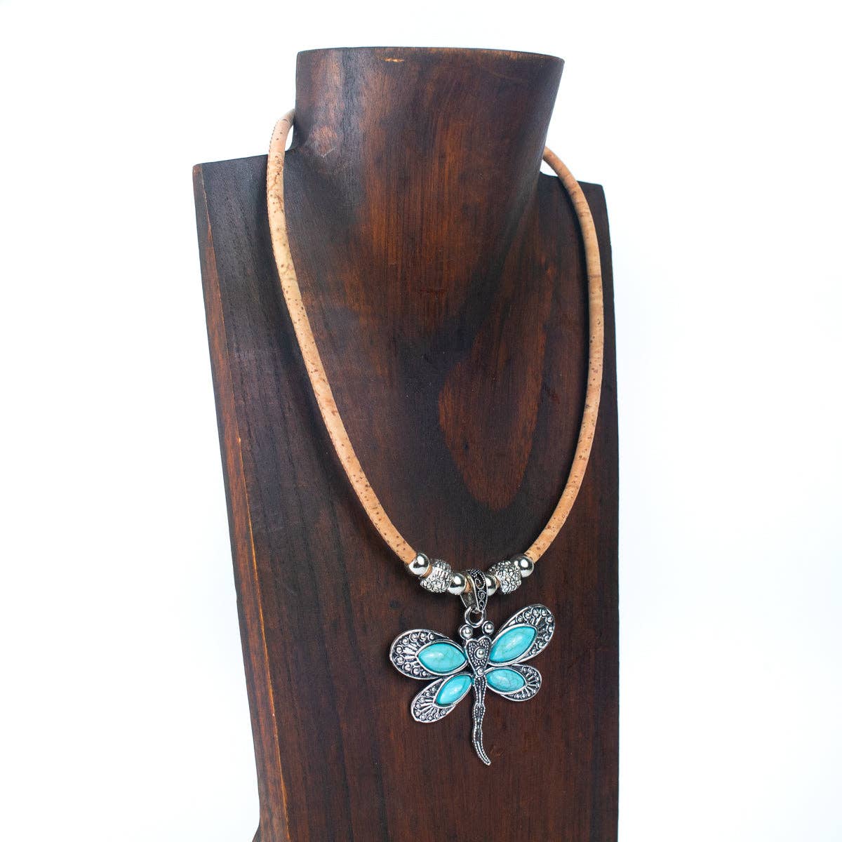 Stone Dragonfly Handmade cork necklace