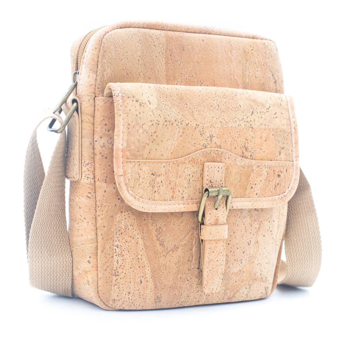 Natural Cork Men's Crossbody Bag Magnetic Closure