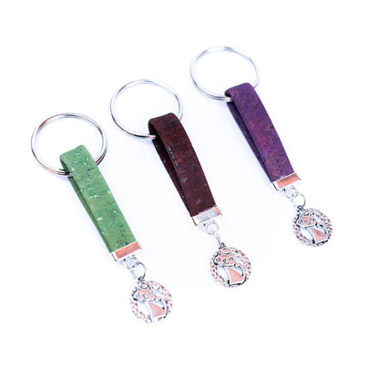 Kitten Pendant & colored Cork handmade keychains