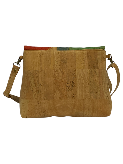 Natural Atena cork bag with patchwork