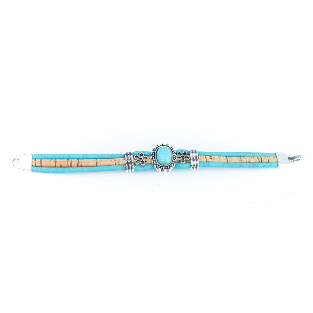 Turquoise Stone Handmade Cork Bracele