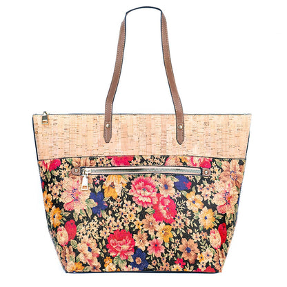 Printed Cork Tote Bag with PU Handle